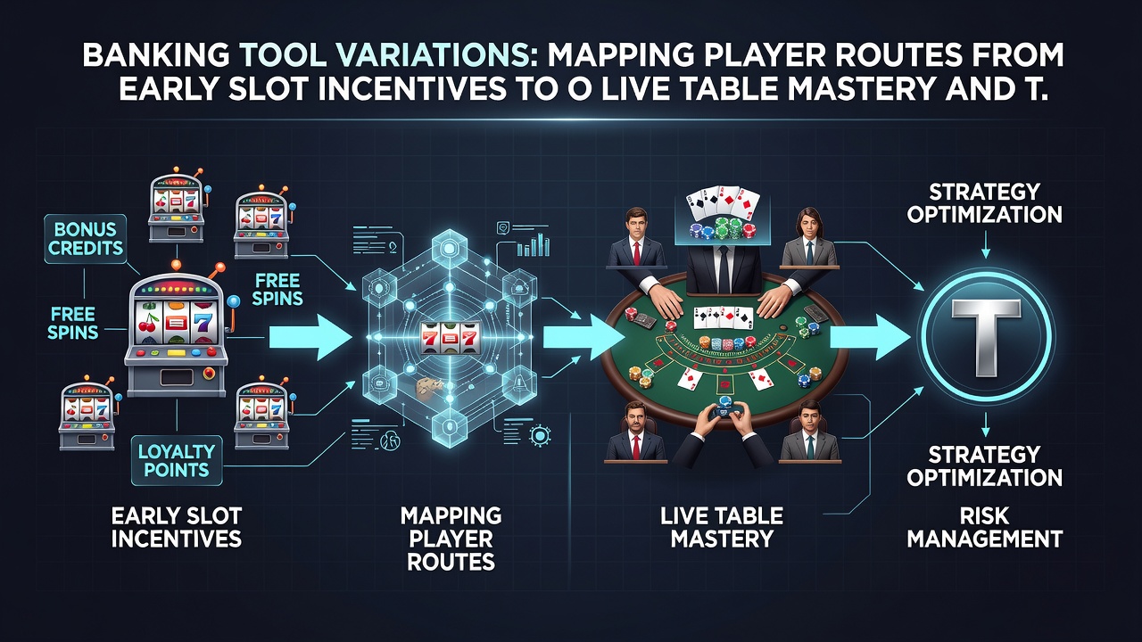 Flowchart illustrating progression routes via different banking tools toward live tables and tiered rewards