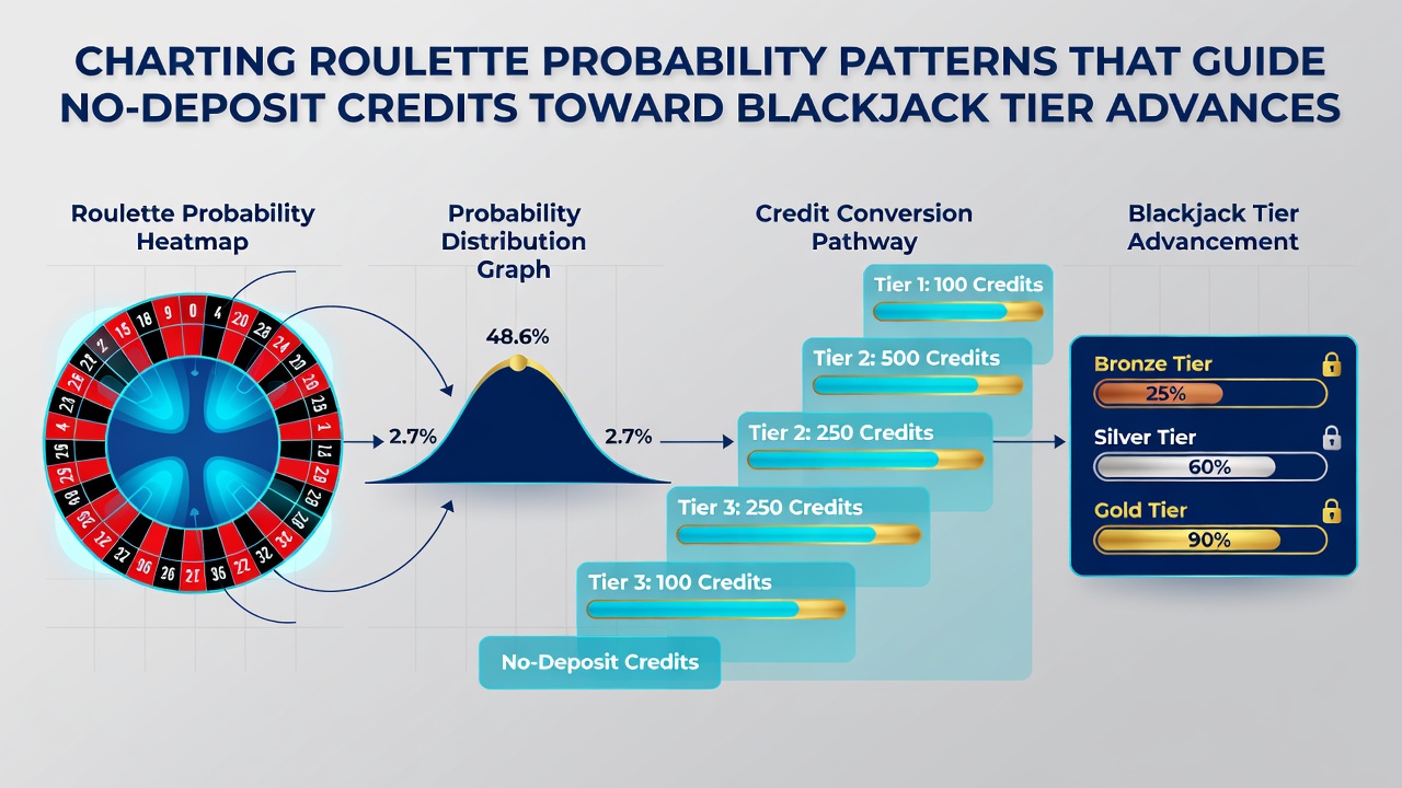 Blackjack table with tier advancement indicators and payment method icons connected by flow arrows