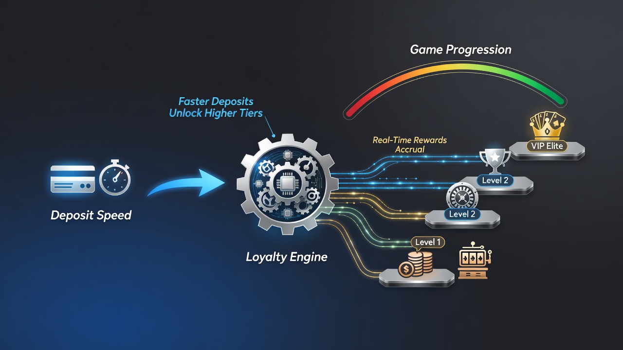 Chart displaying player progression rates tied to various deposit speed categories in casino loyalty programs