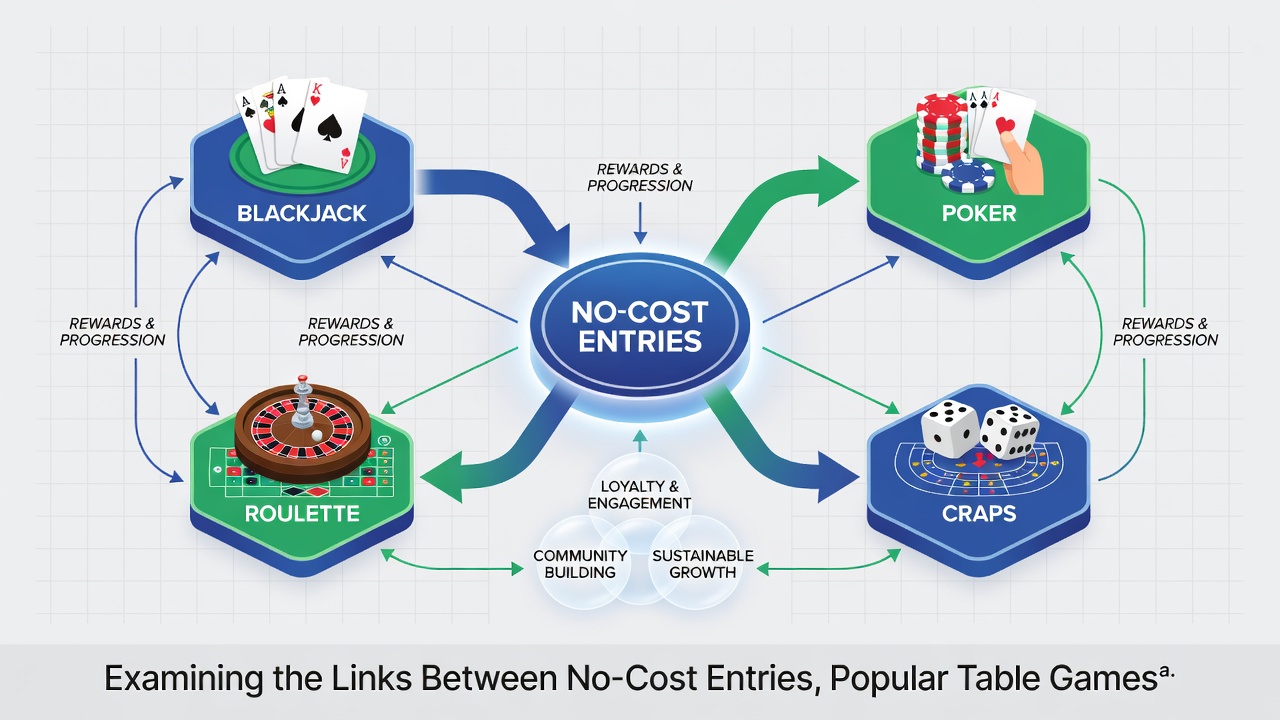 Illustration of a loyalty program dashboard displaying progression from free bonuses through table games to VIP status