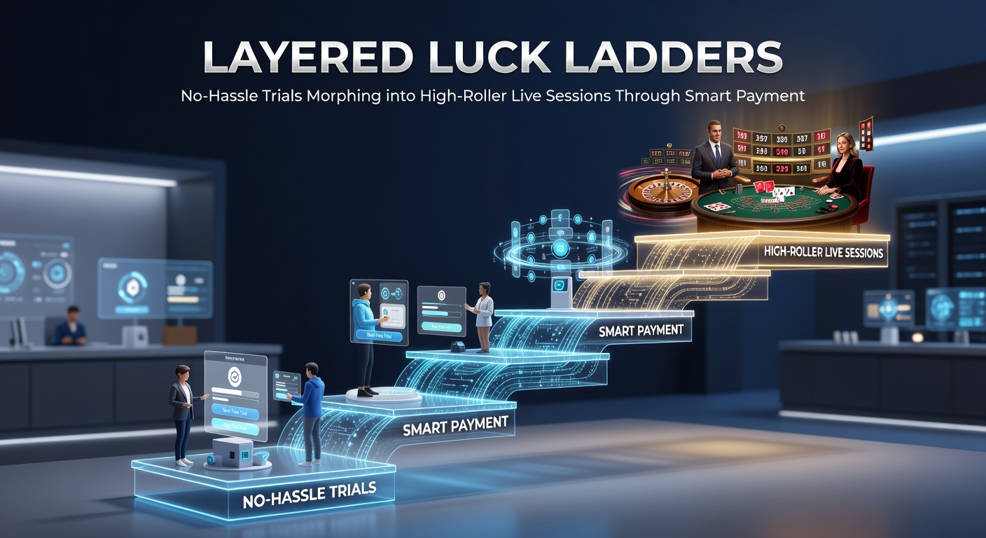 Illustration of payment gateways lighting up a ladder, transitioning slot icons to live dealer cards and chips