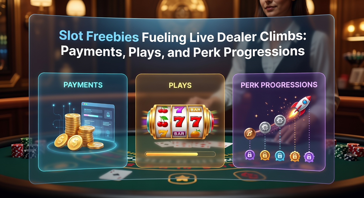 Vibrant slot machine reels spinning with free spin icons transitioning to a live dealer blackjack table, symbolizing player progression from slots to live games