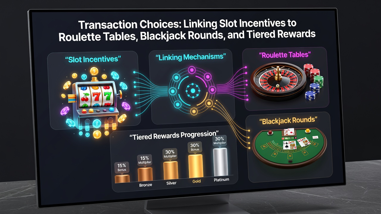 Diagram showing how payments link slot incentives through roulette and blackjack to tiered rewards