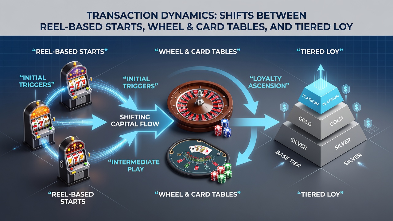 Players transitioning through casino payment systems toward higher loyalty tiers across slots, roulette, and blackjack